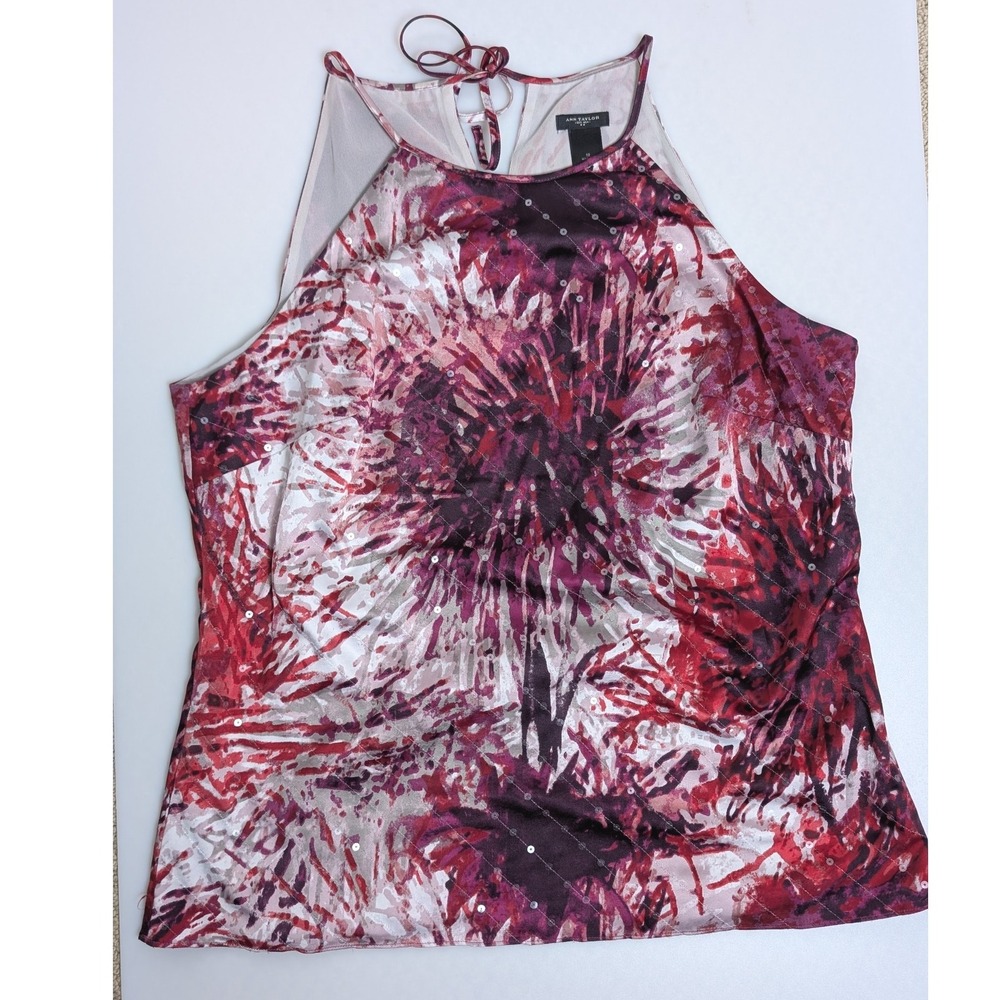 Ann Taylor Womens Top Size 12 Halter Sequined Sleeveless Purple